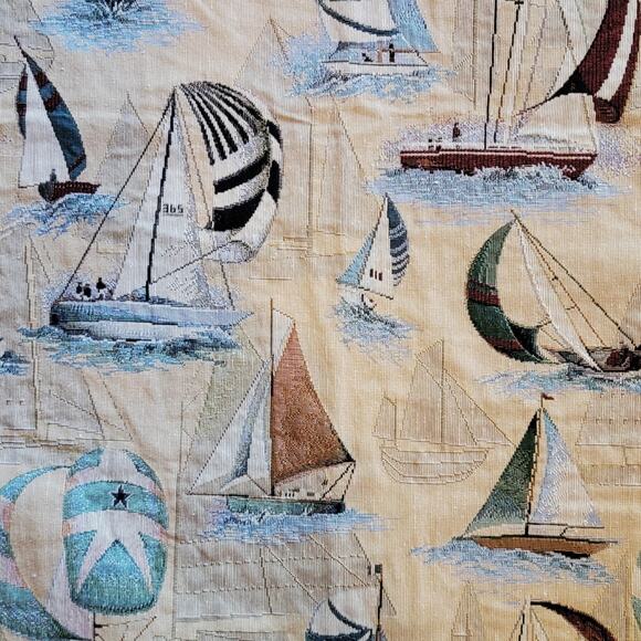 VTG 27x27 Tapestry Fabric Sample LaCrosse Furniture Co NAUTICAL Landscape - Picture 2 of 4